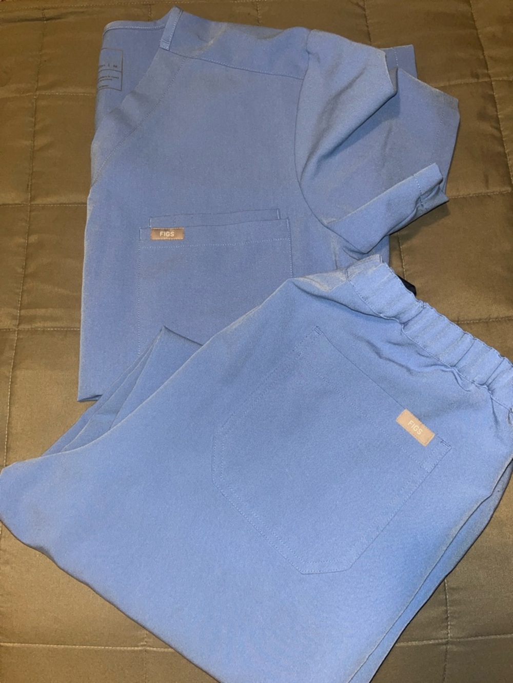 Figs Blue Scrub Top and Pants Set